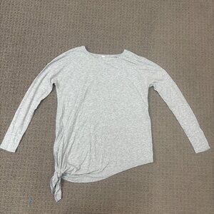Lululemon Shirt 8 Heather Grey Soft Jersey Knit Scoop Neck 3/4 Sleeves Comfy